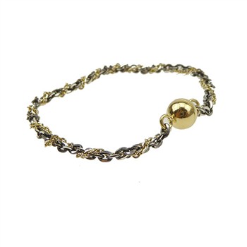 Armbånd & halskæde 2 rk.Sort Rhd./Forgyldt m.Magnetlås 21cm from San - Links of Joy