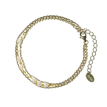 Armbånd i Sterlingsølv m.14kt guld & ferskvandsperler 18+4cm from San - Links of Joy