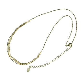 Halskæde i sterlingsølv m.9kt guld & ferskvandsperler 42+8cm from San - Links of Joy