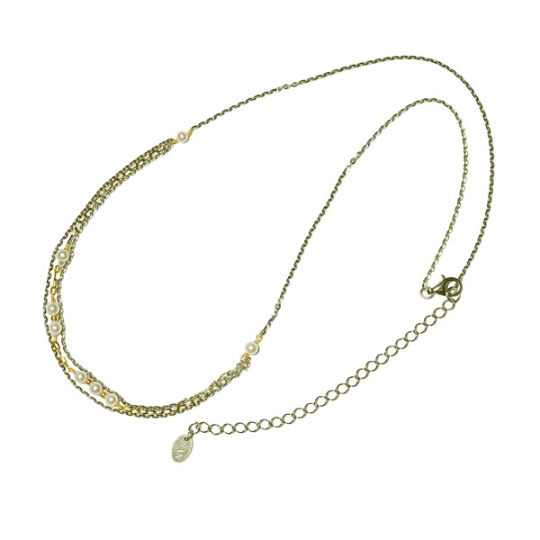 Halskæde i sterlingsølv m.9kt guld & ferskvandsperler 42+8cm from San - Links of Joy