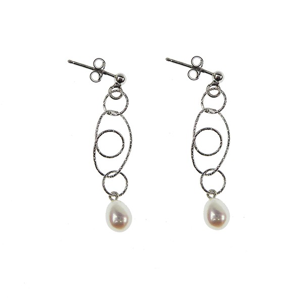 Øreringe - Rhodineret/925 m.Hvide Ferskvandsperler One Pair from San - Links of Joy