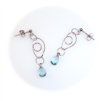 Øreringe -Blå Topas.925/Rhodium. Sterlingsilver/Rhodium-One prs from San - Links of Joy