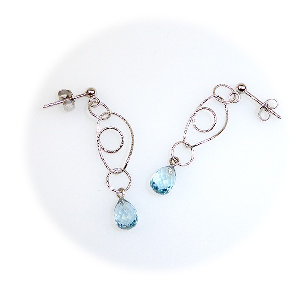 Øreringe -Blå Topas.925/Rhodium. Sterlingsilver/Rhodium-One prs from San - Links of Joy