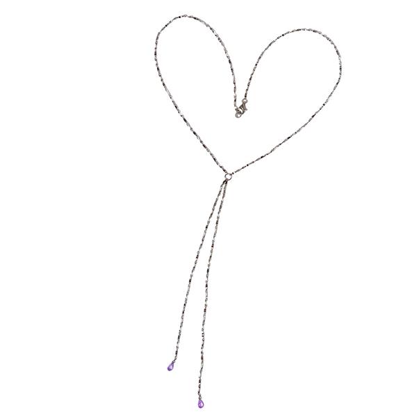 Halskæde i rhodineret sterlingsølv med ametyst 40cm from San - Links of Joy