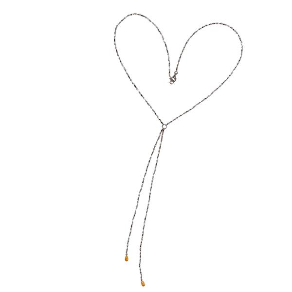 Halskæde i rhodineret sterlingsølv med citrin 50cm from San - Links of Joy