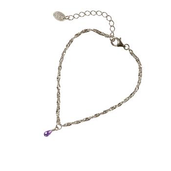 Armbånd i Rhodineret Sterlingsølv med Ametyst 18+4cm from San - Links of Joy