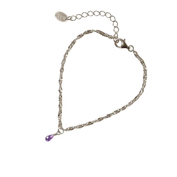 Armbånd i Rhodineret Sterlingsølv med Ametyst 16+4cm from San - Links of Joy