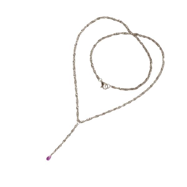 Halskæde i Rhodineret Sterlingsølv med Ametyst 40cm from San - Links of Joy