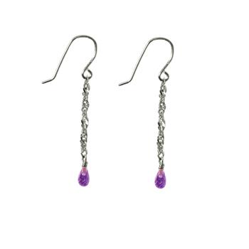 Øreringe i Rhodineret Sterlingsølv med Ametyst Pr.par from San - Links of Joy