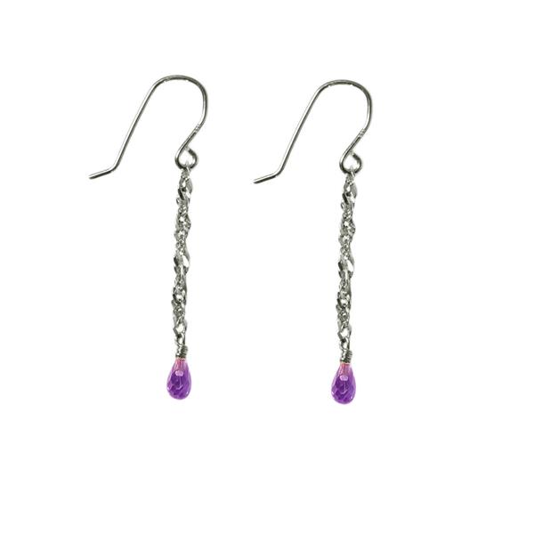 Øreringe i Rhodineret Sterlingsølv med Ametyst Pr.par from San - Links of Joy