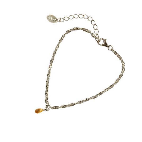 Armbånd i Rhodineret Sterlingsølv med Citrin 18+4cm from San - Links of Joy