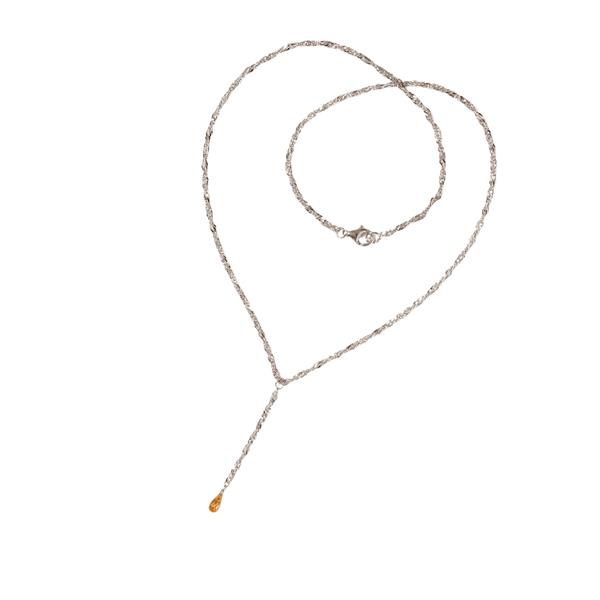 Halskæde i Rhodineret Sterlingsølv med Citrin 40cm from San - Links of Joy