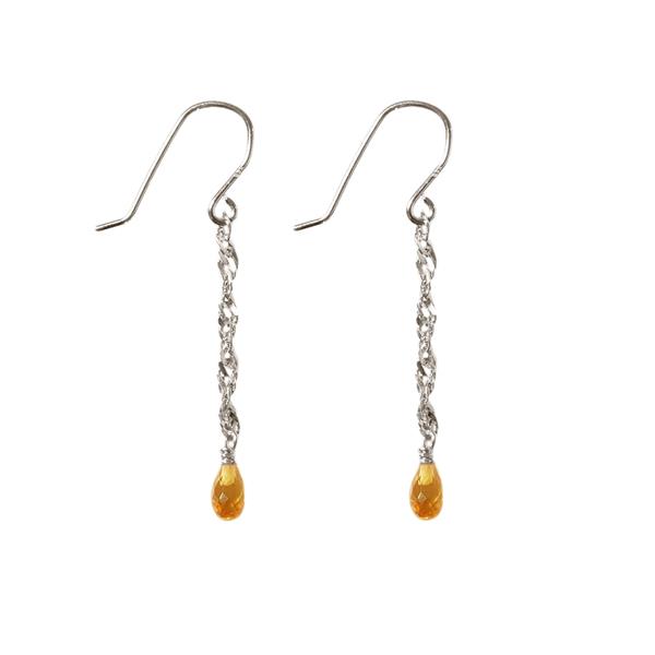 Øreringe i Rhodineret Sterlingsølv med Citrin Pr.par from San - Links of Joy