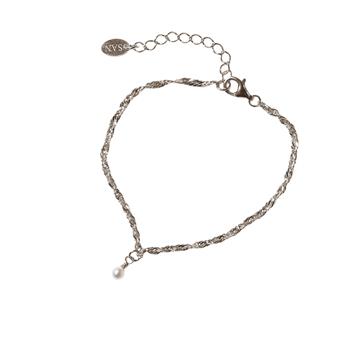 Armbånd i Rhodineret Sterlingsølv med Ferskvandsperle 18+4cm from San - Links of Joy
