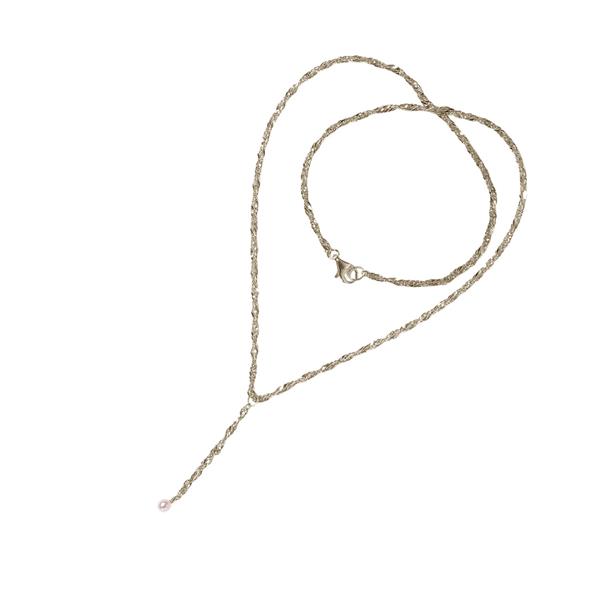 Halskæde i Rhodineret Sterlingsølv med Ferskvandsperle 50cm from San - Links of Joy