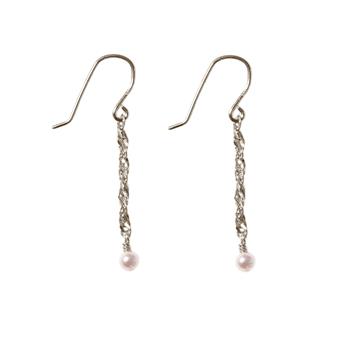 Øreringe i Rhodineret Sterlingsølv med Ferskvandsperle Pr.par from San - Links of Joy