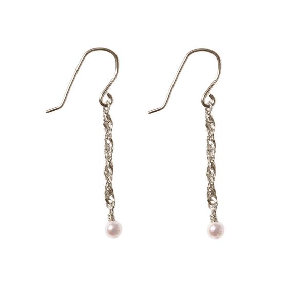 Øreringe i Rhodineret Sterlingsølv med Ferskvandsperle Pr.par from San - Links of Joy