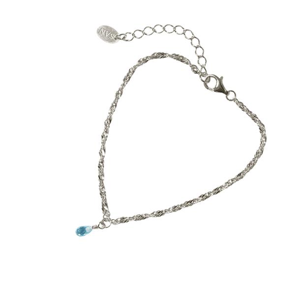 Armbånd i Rhodineret Sterlingsølv med Topas 18+4cm from San - Links of Joy