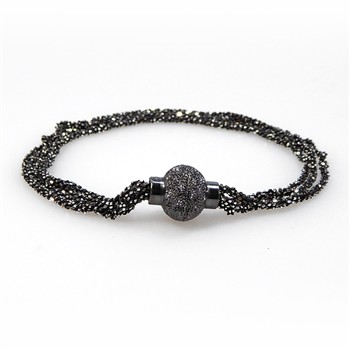 Armbånd & Halskæde med Magnetlås - 4 rk. DiamondCut-Oxyderet/sort Rhodineret 22cm from San - Links of Joy