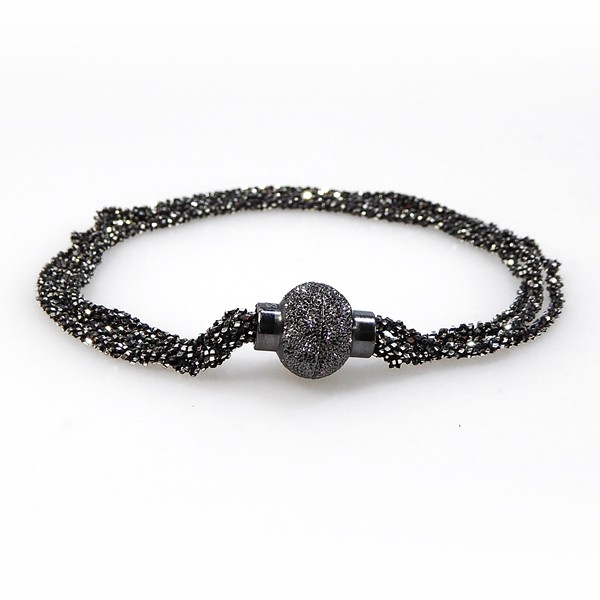 Armbånd & Halskæde med Magnetlås - 4 rk. DiamondCut-Oxyderet/sort Rhodineret 18cm from San - Links of Joy