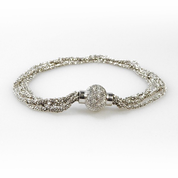 Armbånd & Halskæde med Magnetlås - 4 rk. DiamondCut - Rhodineret 21cm from San - Links of Joy