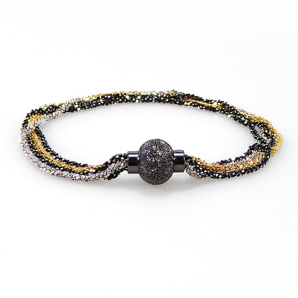Armbånd & Halskæde med Magnetlås - 4 rk. DiamondCut - 3 farvet 19cm from San - Links of Joy
