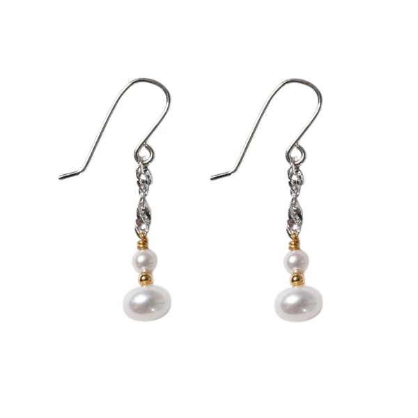 Øreringe i sterlingsølv rhodineret/forgyldt med ferskvandsperler Pr.par from San - Links of Joy