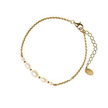 Forgyldt armbånd med Ferskvandsperler 18+4cm from San - Links of Joy