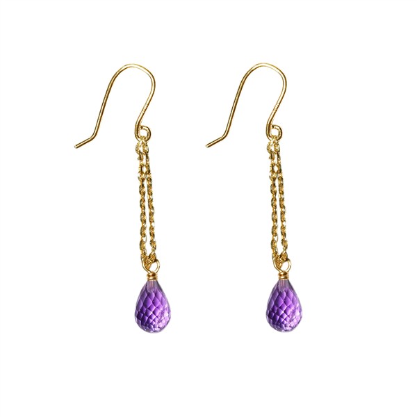 Forgyldt øreringe med Ametyst Pr.par from San - Links of Joy