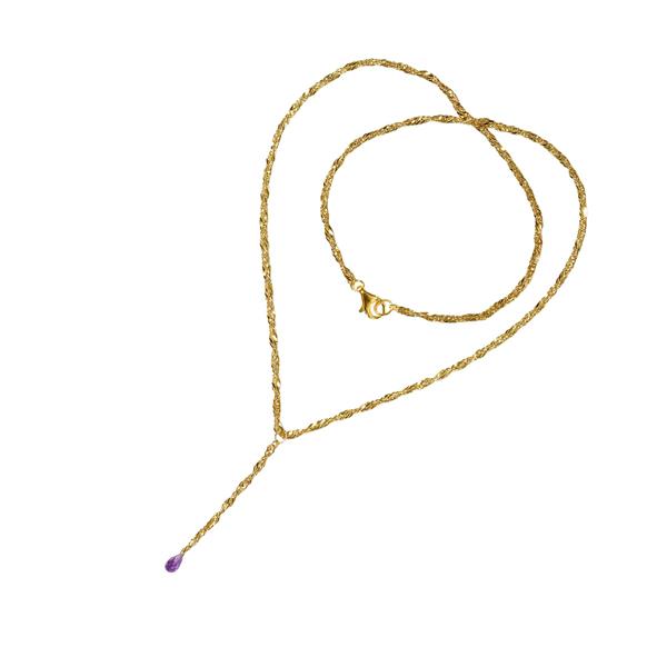 Halskæde i Forgyldt Sterlingsølv med Ametyst 50cm from San - Links of Joy