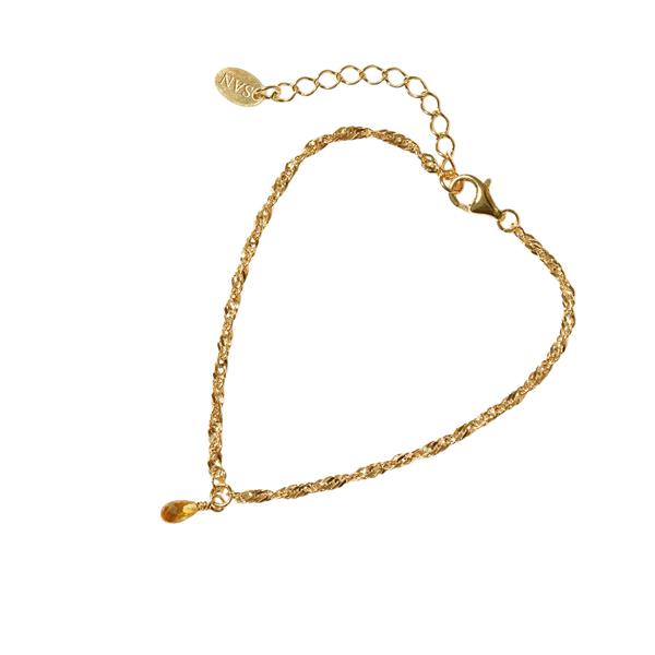 Armbånd i Forgyldt Sterlingsølv med Citrin 18+4cm from San - Links of Joy
