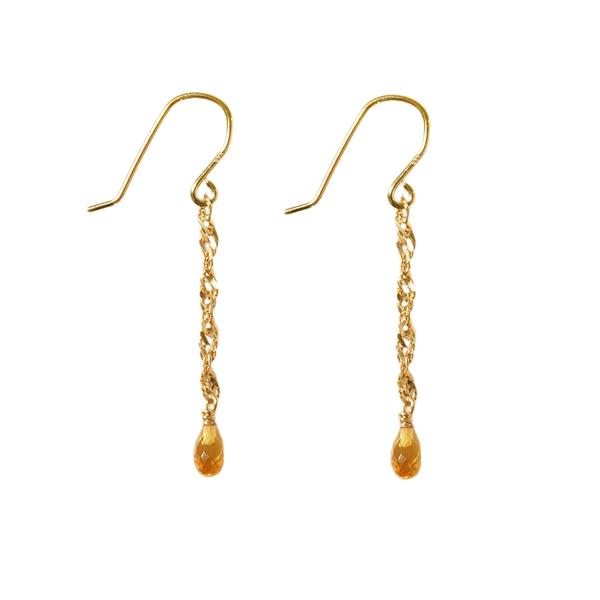 Øreringe i Forgyldt Sterlingsølv med Citrin Pr.par from San - Links of Joy