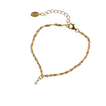 Armbånd i Forgyldt Sterlingsølv med Ferskvandsperle 18+4cm from San - Links of Joy