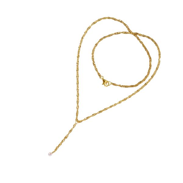 Halskæde i Forgyldt Sterlingsølv med Ferskvandsperle 42cm from San - Links of Joy