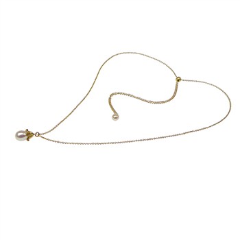 Halskæde -Længde justeres trinløst.Forgyldt/Hvid Ferskvandsperle 80cm from San - Links of Joy