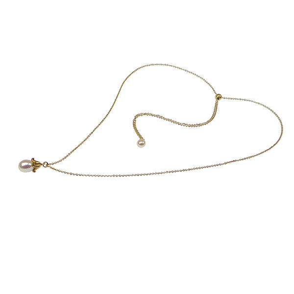 Halskæde -Længde justeres trinløst.Forgyldt/Hvid Ferskvandsperle 80cm from San - Links of Joy