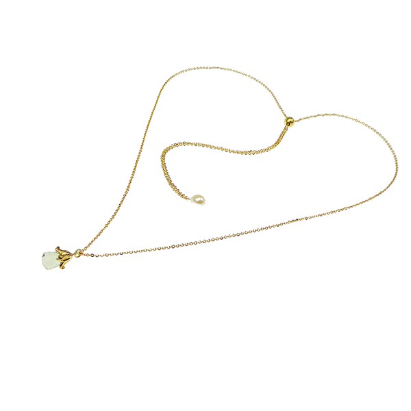 Halskæde - Længde justeres trinløs.Grøn Ametyst.Forgyldt 80cm from San - Links of Joy