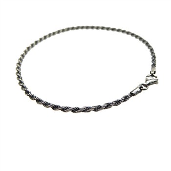 2 mm Bjørn Borg - Cordel kæde i Let Oxyderet Sterlingsølv - Armbånd & Halskæde 21cm from San - Links of Joy