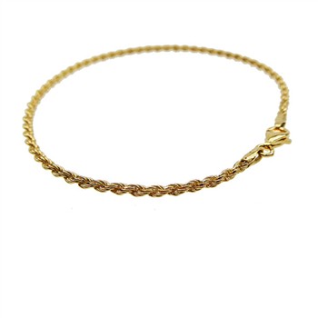 2 mm Bjørn Borg - Cordel kæde i Forgyldt Sterlingsølv - Armbånd & Halskæde 21cm from San - Links of Joy