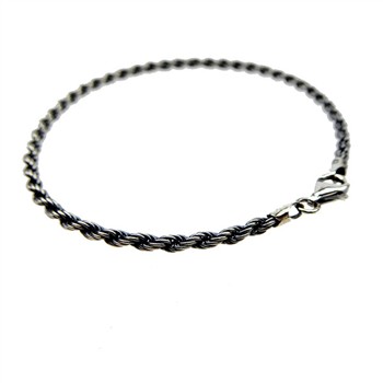 2,5mm Bjørn Borg - Cordel kæde i Let Oxyderet Sterlingsølv - Armbånd & Halskæde 21cm from San - Links of Joy