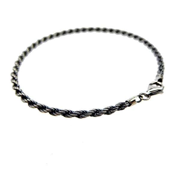 2,5mm Bjørn Borg - Cordel kæde i Let Oxyderet Sterlingsølv - Armbånd & Halskæde 21cm from San - Links of Joy