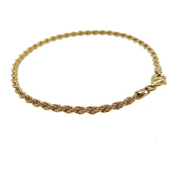 2,5 mm Bjørn Borg - Cordel kæde i Forgyldt Sterlingsølv - Armbånd & Halskæde 60cm from San - Links of Joy