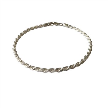 3mm Bjørn Borg - Cordel kæde i Blank sterlingsølv - Armbånd & Halskæde 21cm from San - Links of Joy