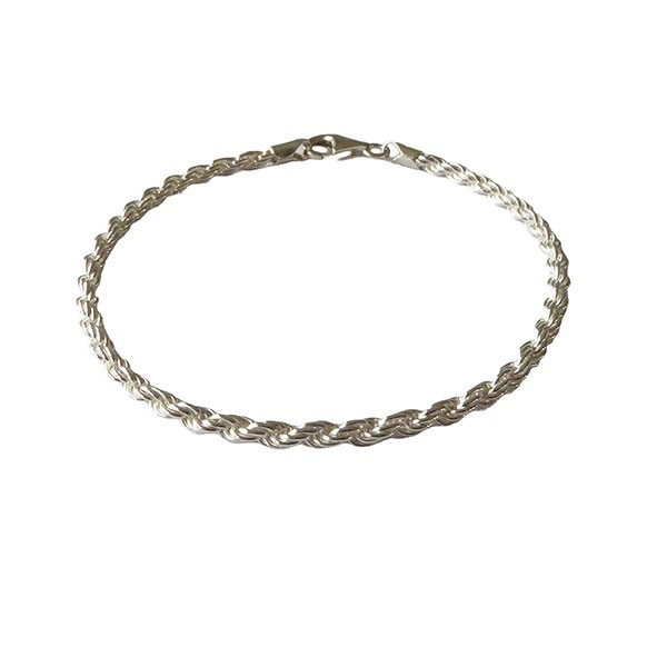 3mm Bjørn Borg - Cordel kæde i Blank sterlingsølv - Armbånd & Halskæde 19cm from San - Links of Joy
