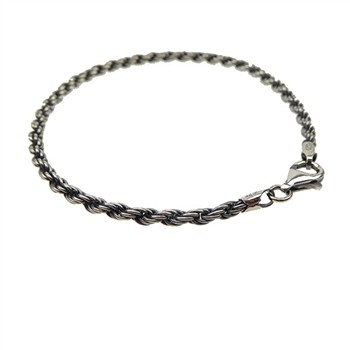 3mm Bjørn Borg - Cordel kæde i Let Oxyderet Sterlingsølv - Armbånd & Halskæde 21cm from San - Links of Joy