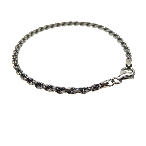 3mm Bjørn Borg - Cordel kæde i Let Oxyderet Sterlingsølv - Armbånd & Halskæde 20cm from San - Links of Joy