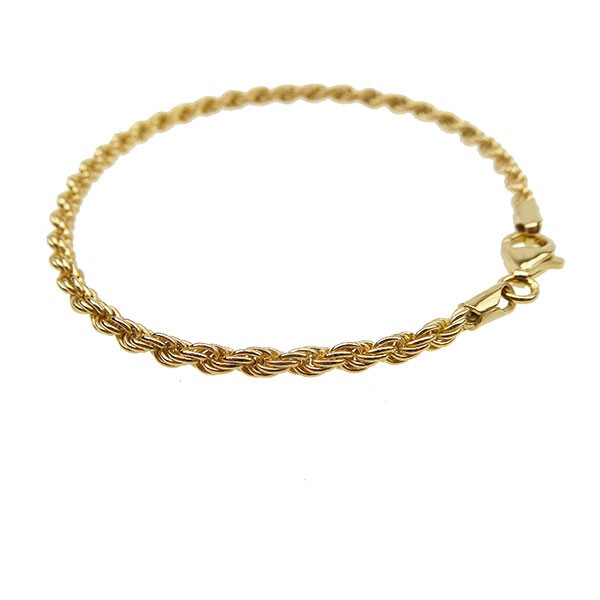 3 mm Bjørn Borg - Cordel kæde i Forgyldt Sterlingsølv - Armbånd & Halskæde 18cm from San - Links of Joy