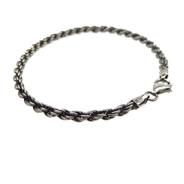 3,5mm Bjørn Borg - Cordel kæde i Let Oxyderet Sterlingsølv Armbånd & Halskæde 19cm from San - Links of Joy