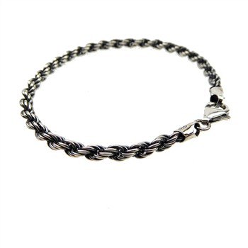 4mm Bjørn Borg - Cordel kæde i Let Oxyderet Sterlingsølv Armbånd & Halskæde 23cm from San - Links of Joy