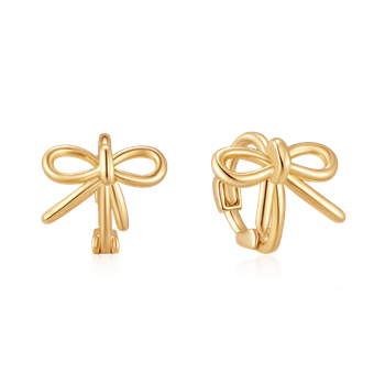Gold-colored, bow-shaped creole earrings with a looped design from Støvring Design.